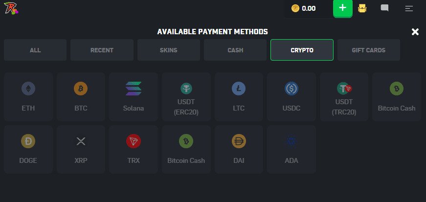 Płatności kryptowalutami na CSGORoll